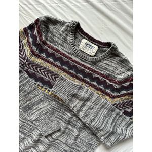 Urban Pipeline Women's Geometric Retro Gray‎ Long Sleeve Soft Sweater Size L